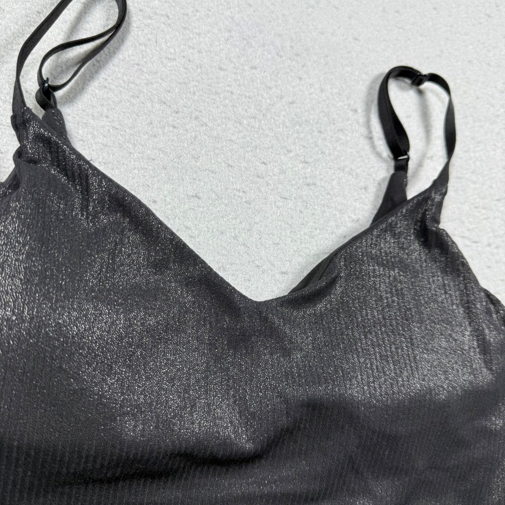 Lululemon Ebb to Street Bra Light Support C/D Cup Black Shimmer‎ Ribbed Tank 8